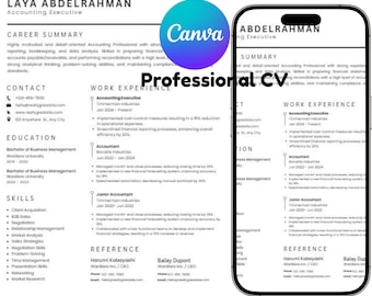 Plantilla de currículum compatible con sistemas ATS para Word, Google Docs y Pages / Profesional, editable / Carta de presentación + Referencias
