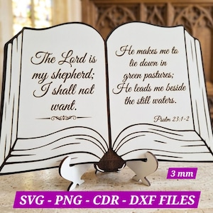 Bible Verse Book Layout SVG | Laser Cut Frame | Christian Wall Decor | Bible Quote Display