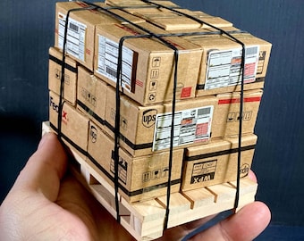 Pallet in miniatura in scala 1:12 con 15 scatole – Accessorio per diorama di action figure