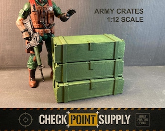 Cassa militare verde in miniatura in scala 1:12 - Fatta a mano - per action figure