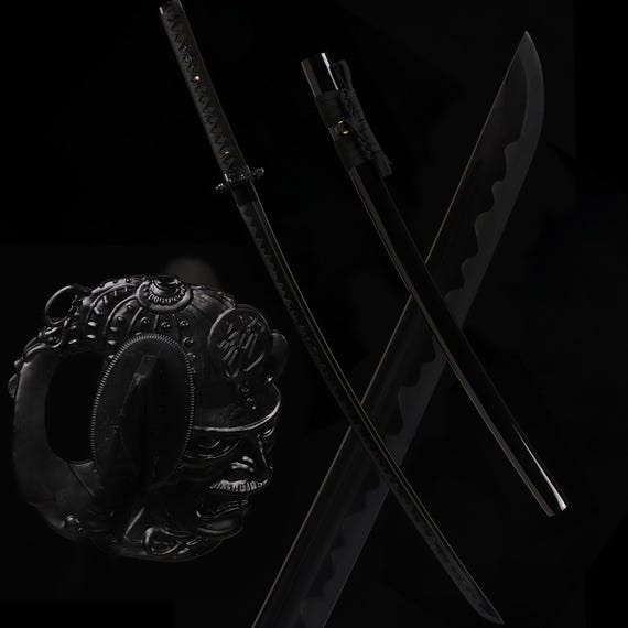 All Black Display-only Japanese Samurai  Katana Sword 1095 High Carbon Steel Razor