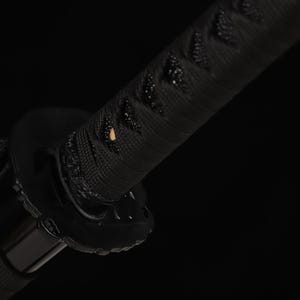 All Black Display-only Japanese Samurai Katana Sword 1095 High Carbon Steel Razor image 5