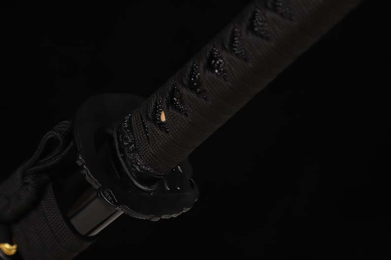 All Black Display-only Japanese Samurai Katana Sword 1095 High Carbon Steel Razor image 5