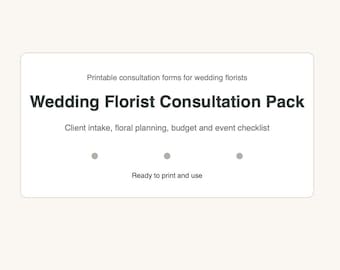 Wedding Florist Consultation Pack PDF | Client Intake Form, Floral Questionnaire, Wedding Checklist & Budget Planner