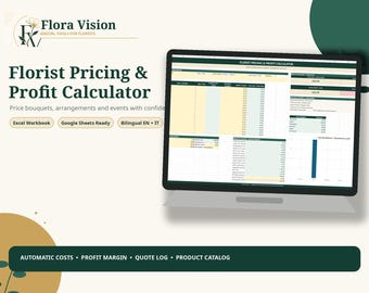 Florist Pricing Calculator, Spreadsheet Tool, Wedding Floral Quote (Digital Download)