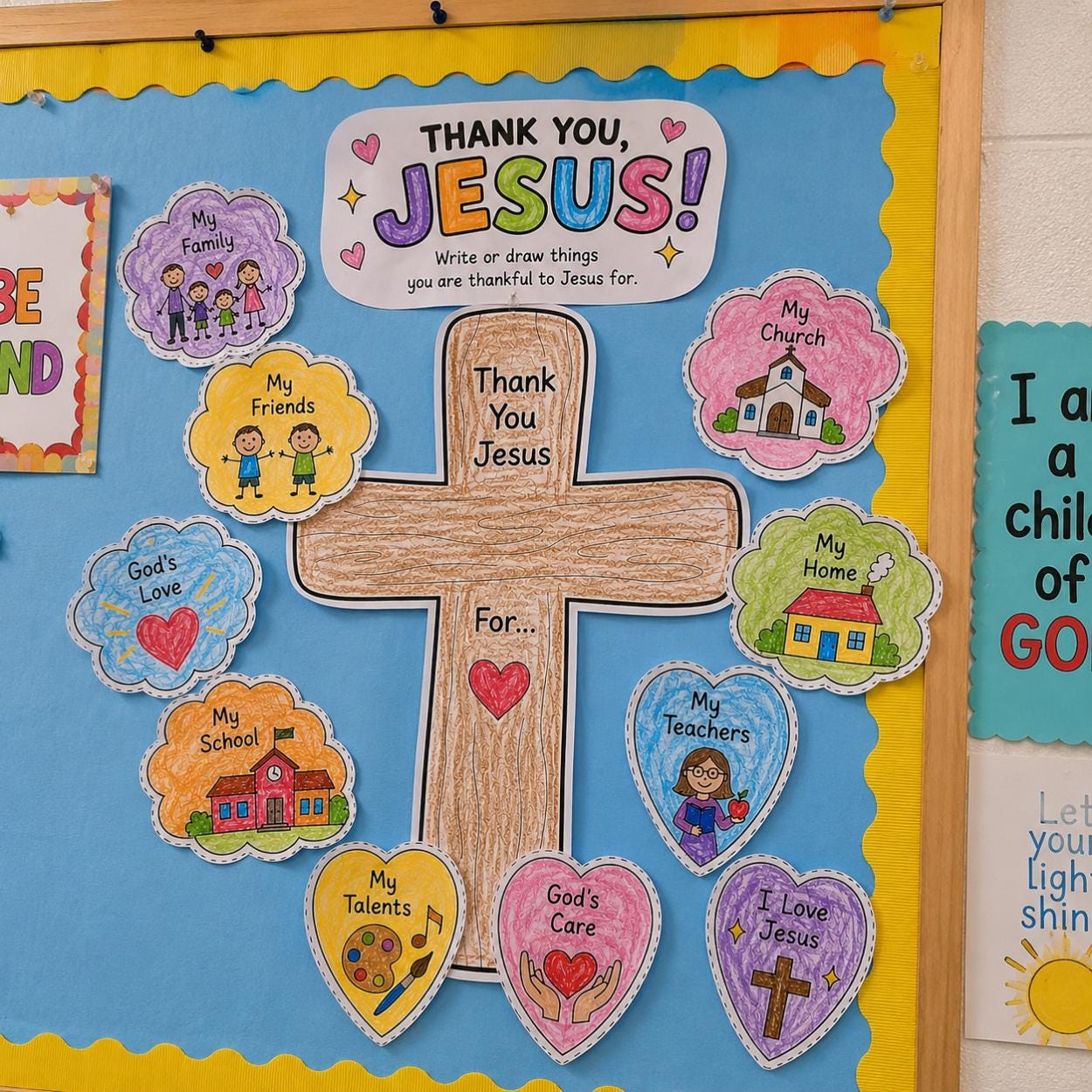 Thank You Jesus Craft, Christian Gratitude Activity for Kids, Printable