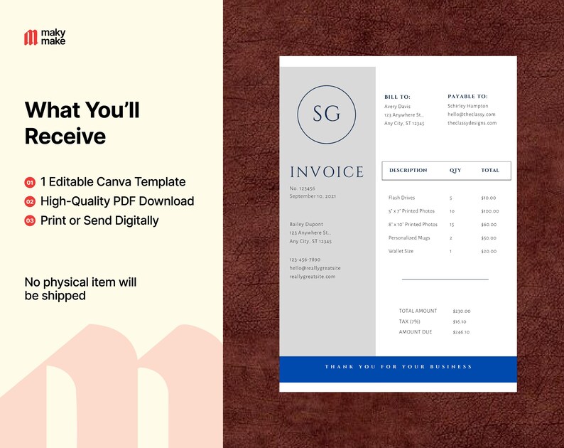 Canva Invoice Template | Editable Business Billing Design | Modern ...