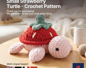 Strawberry Turtle Crochet Pattern PDF, Fruit Amigurumi Turtle Plushie, Kawaii Crochet Toy, Digital Pattern by MakyMake