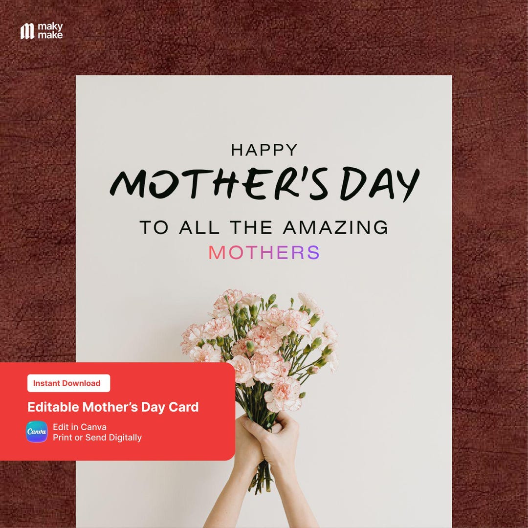 Editable Mother’s Day Card Template | Printable Mom Canva Greeting ...