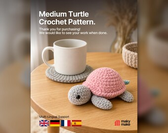 Crochet Medium Turtle Pattern PDF, Sea Amigurumi, Ocean Animal, Marine Life Crochet, Easy Beginner Friendly, MakyMake