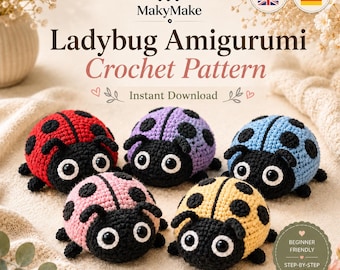Crochet Ladybug Pattern PDF, Crochet Insect Amigurumi Pattern, Ladybug Crochet Toy, Crochet Beetle Pattern, Bug Crochet Pattern Low Sew