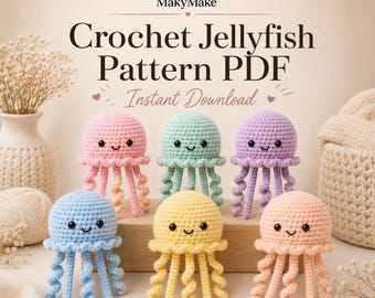 Jelly Starfish Plush Crochet Pattern PDF, Yellow Sea Animal Amigurumi, Cute Ocean Crochet Toy Gift