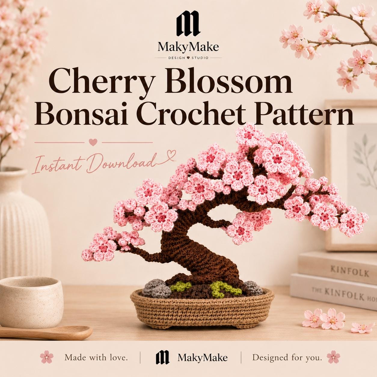 Sakura Bonsai Cherry Blossom Tree Pattern