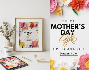 Floral Mother's Day Flyer Template | Pink Promo Poster | Mom Day (Canva Download)