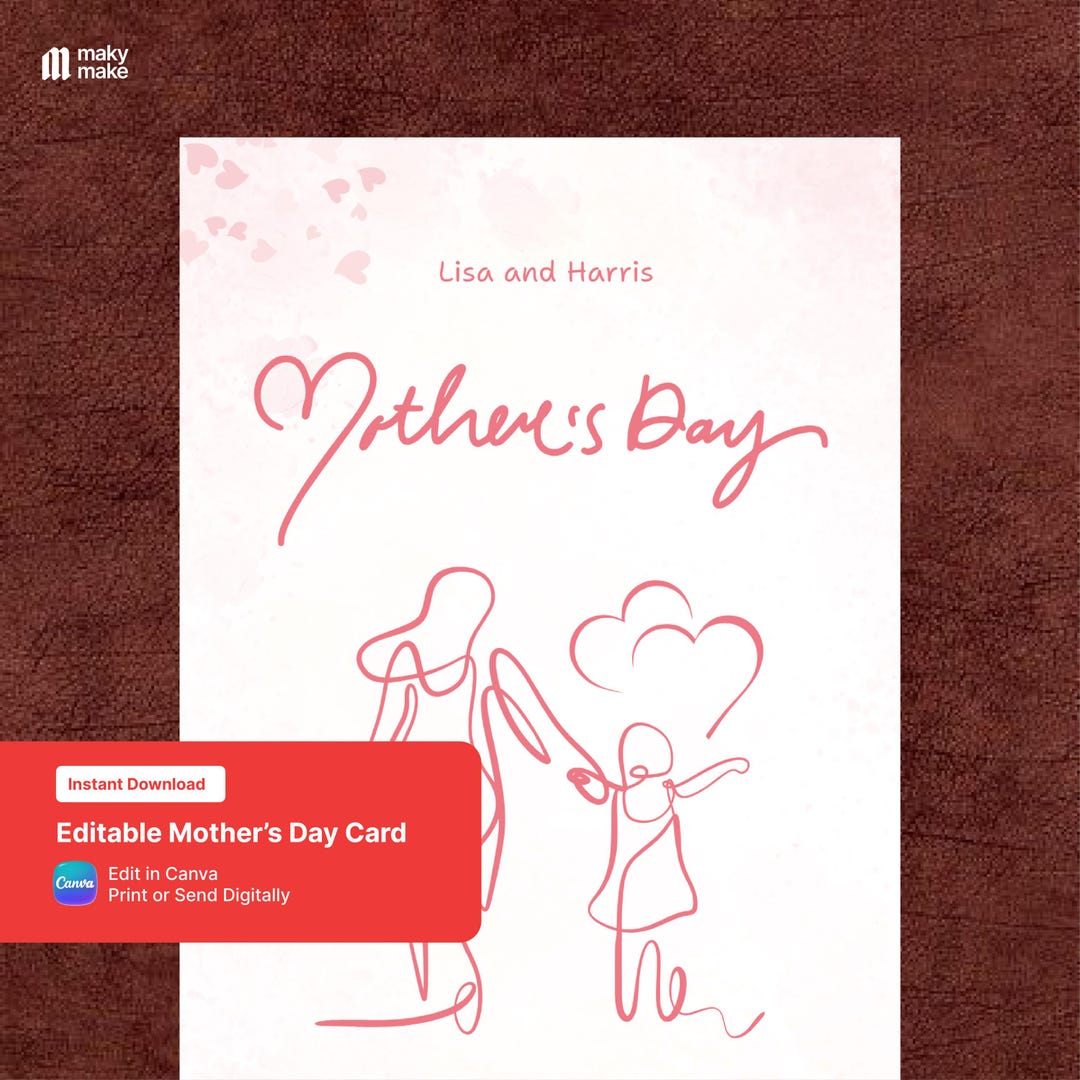 Elegant Printable Mothers Day Template | Minimalist Editable Canva ...