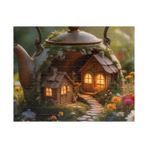 Wunderliche Teekanne Cottage Puzzle 520 Teile | Feengarten-Laubsäge