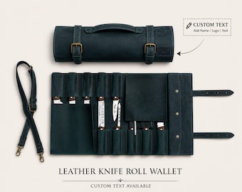 Leather Knife Roll Bag, Chef Knife Organizer, Custom Engraved Knife Case, Professional Chef Tool Roll, Kitchen Knife Storage, Chef Gift
