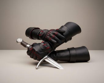 Medieval LARP Gloves Leather Gauntlets Viking Gloves Cosplay Armor Gloves Fantasy Warrior Gloves