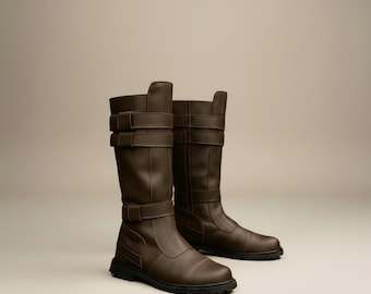 Botas Anakin Skywalker – Botas Jedi de cuero para cosplay, botas altas marrones inspiradas en Star Wars, calzado de disfraz hecho a mano