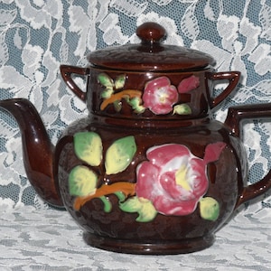 Floral Teapot with Stacking Sugar Bowl Vintage Japan Stack Tea Pot