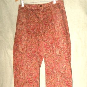 Paisley Print Pants Size 10 Vintage Emma James Rust Brown