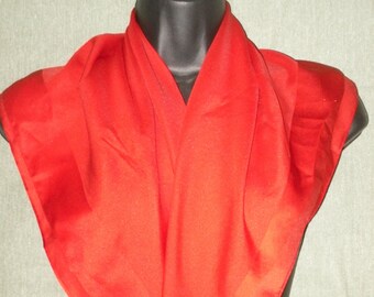 Solid Red Polyester Scarf 30 x 30 Square Made in Italy