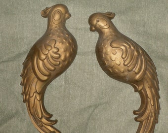 Gold Pheasant Bird Wall Hangings Vintage Pair Burwood 2380