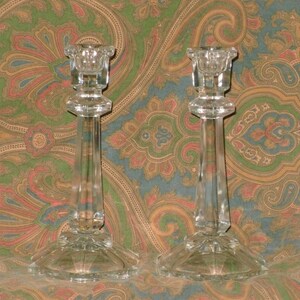 Mikasa Crystal Candlestick Holders Oxford Pattern Pair Taper Candle Holder Vintage