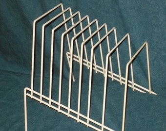 Wire File, Magazine or Record Holder Organizer Rack 8 Metal Sections Vintage Office