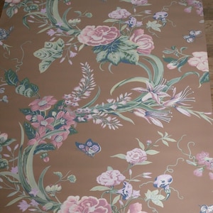 Schumacher Wallpaper Roll Floral Butterflies Vintage
