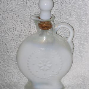 Jim Beam Decanter Bottle White Opalescent Glass Vintage Barware