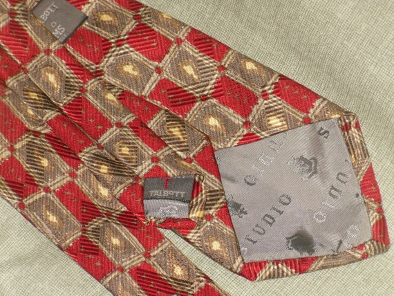 Robert Talbott Studio Necktie Red Silk Print Wide… - image 4