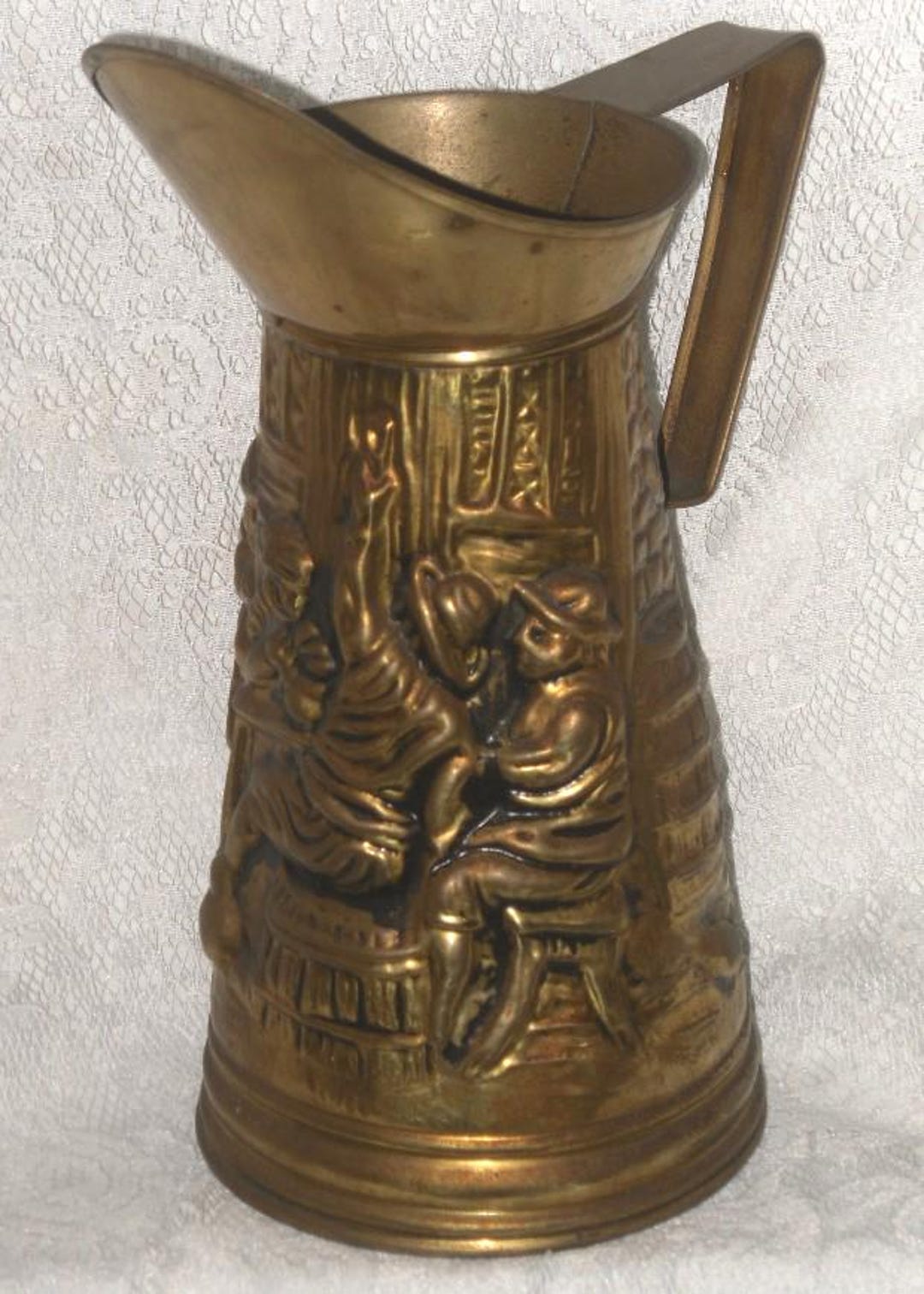 Embossed Brass Pitcher Vintage English Tavern Pub Scene - Etsy