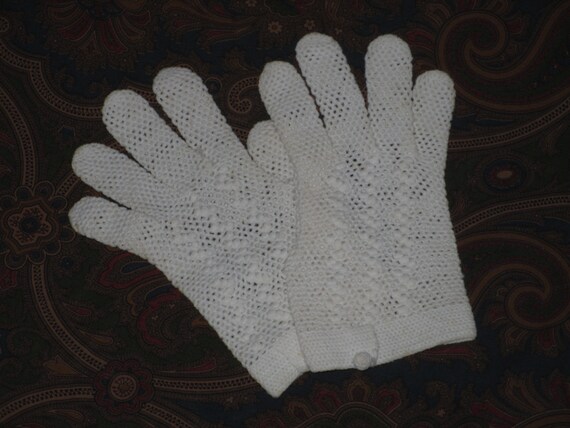 Crochet Gloves for Child Off White Vintage Italy - image 1