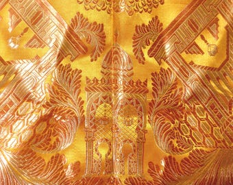 Silk Piano Scarf Table Cover Dresser Cloth with Fringe Vintage Taj Mahal