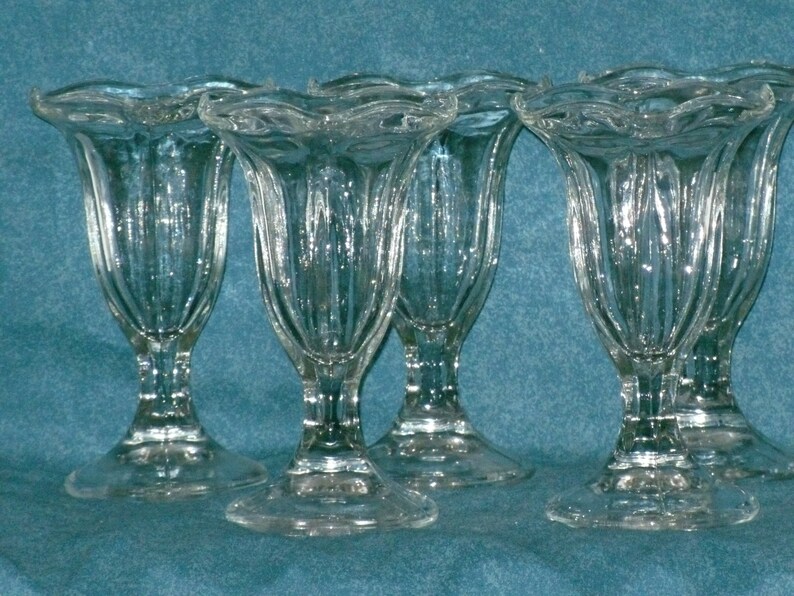 Ice Cream Sundae Glasses Set of 6 Clear Tulip Vintage Soda Etsy