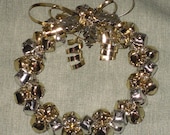 Small Jingle Bell Wreath Silver & Gold Vintage Holiday Decor