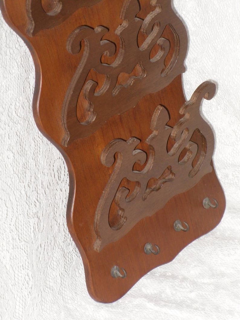 Ornate Key Racks Ornate Wood Letter Key Hanging Holder Organizer Wall Rack 3 Tiers ...
