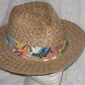 Straw Fedora Hat Panama Style Vintage Union Made