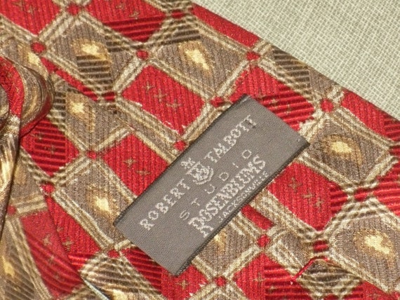 Robert Talbott Studio Necktie Red Silk Print Wide… - image 5