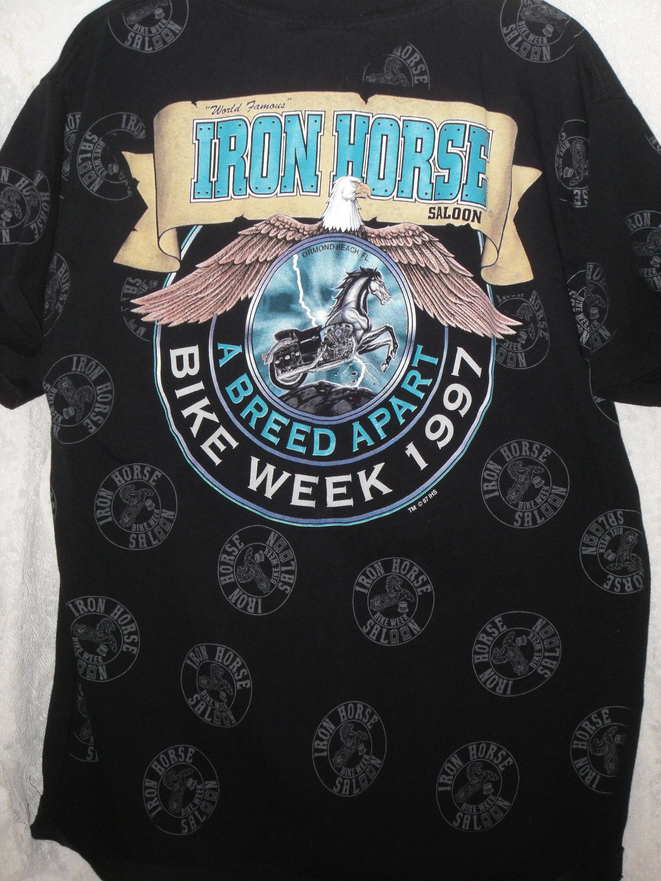 Biker T Shirt Iron Horse Saloon 1997 Bike Week Motorcycle A Etsy