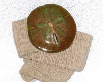 Sand Dollar Stretch Belt Wide Ocean Beach Painted Buckle Vintage