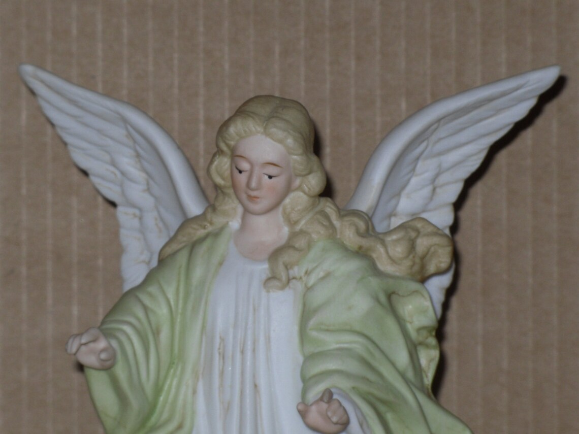 Guardian Angel Figurine Lefton Bethlehem Collection Etsy