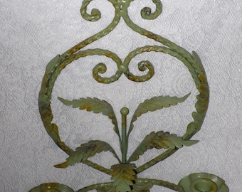 Chippy Candle Wall Sconce Cast Wrought Iron Distressed Vintage