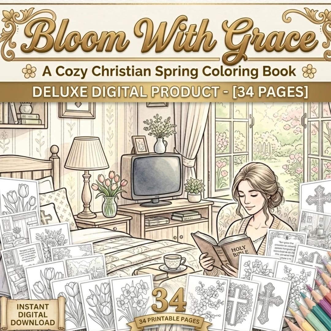 Cozy Christian Spring Coloring Book for Women | Bible Verse Coloring ...