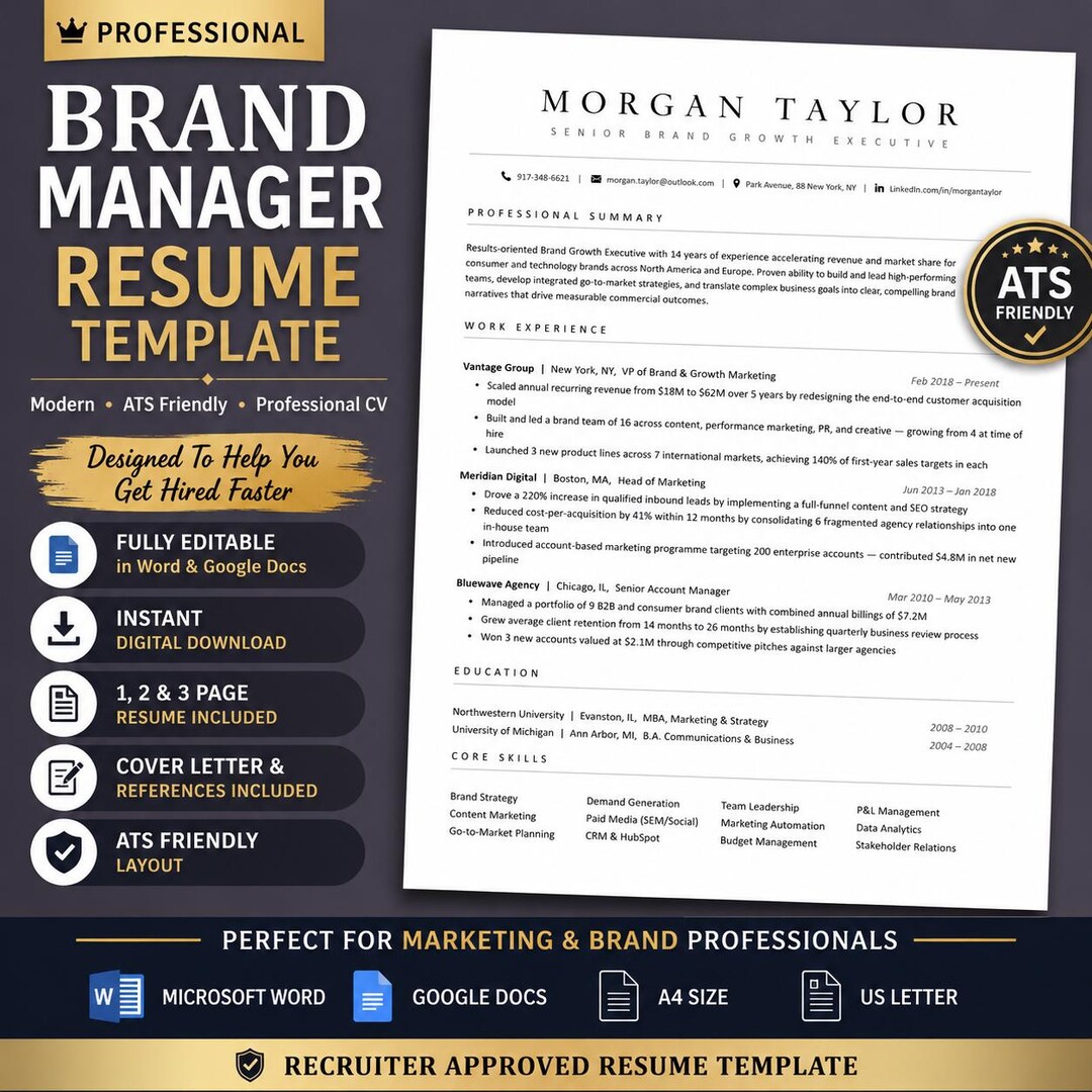 Executive Resume Template | Modern C Level Resume Template for Word ...