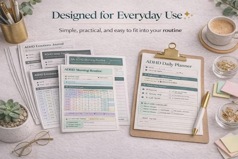2026 ADHD Planner Bundle for Adults Printable A4, Ultimate Life Planner ...