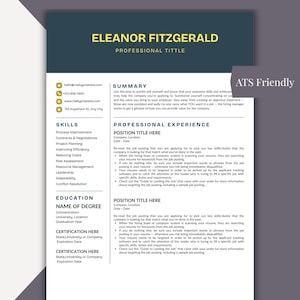 Modern Resume Template Word, ATS Friendly Resume Google Docs, Creative CV Canva, Professional Two Column Resume Mac Pages, Cover Letter