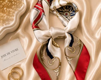 Elegante vierkante satijnen sjaal, zijdezachte nektas, subtiel luxe modeaccessoire (70 x 70 cm)