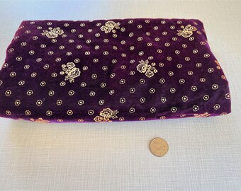 Yard Deep Purple Velvet Velveteen with Gold Embossing